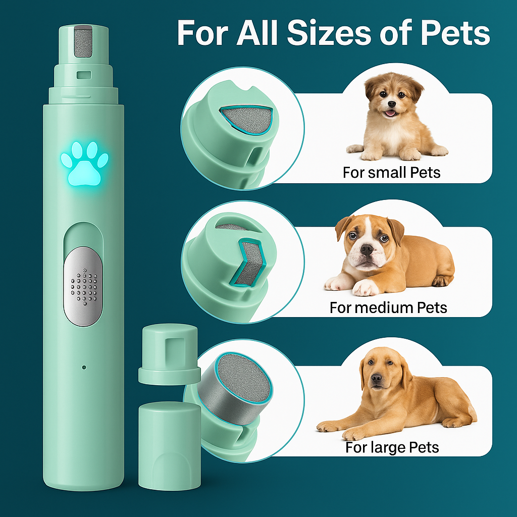 Electric Dog Nail Grinder Pet Nail Clipper USB Rechargeable Pet Nail Trimmers Painless with Polisher Wheel for Small/Large Pets